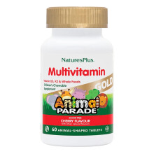 NaturesPlus Animal Parade Gold Kids' Multivitamin Natural Cherry Flavour - Chewable Vitamins, Superfoods and Probiotics - Vegan, Gluten Free - 60 Ani