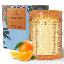 TTRWIN Orange Scented Candle, Refreshing Aromatherapy Home Scented, Natural Soy Wax Candles with Long Clean Burning, Gift Surprise for Yoga, SPA, Chr