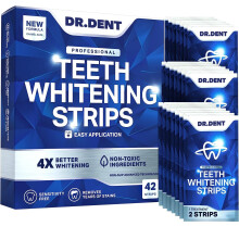 DRDENT Professional Teeth Whitening Strips 21 Treatments - Safe for Enamel - Non Sensitive Teeth Whitening - Whitening Without Any Harm - Pack of 42
