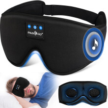 MUSICOZY 3D Bluetooth Sleep Mask Headphones, 100% Blockout Sleep Headphones with Bluetooth 5.4, 16H Play, Soft Eye Mask with Headphone for Sleeping,T