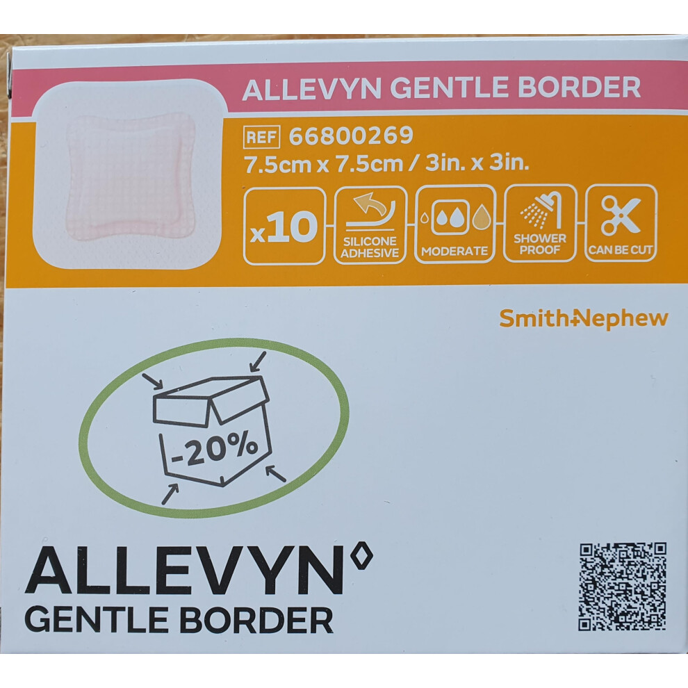 Smith & Nephew Allevyn Gentle Border, Adhesive Foam Border Dressing, 7.5 Cm X 7.5Cm, Pack Of 10