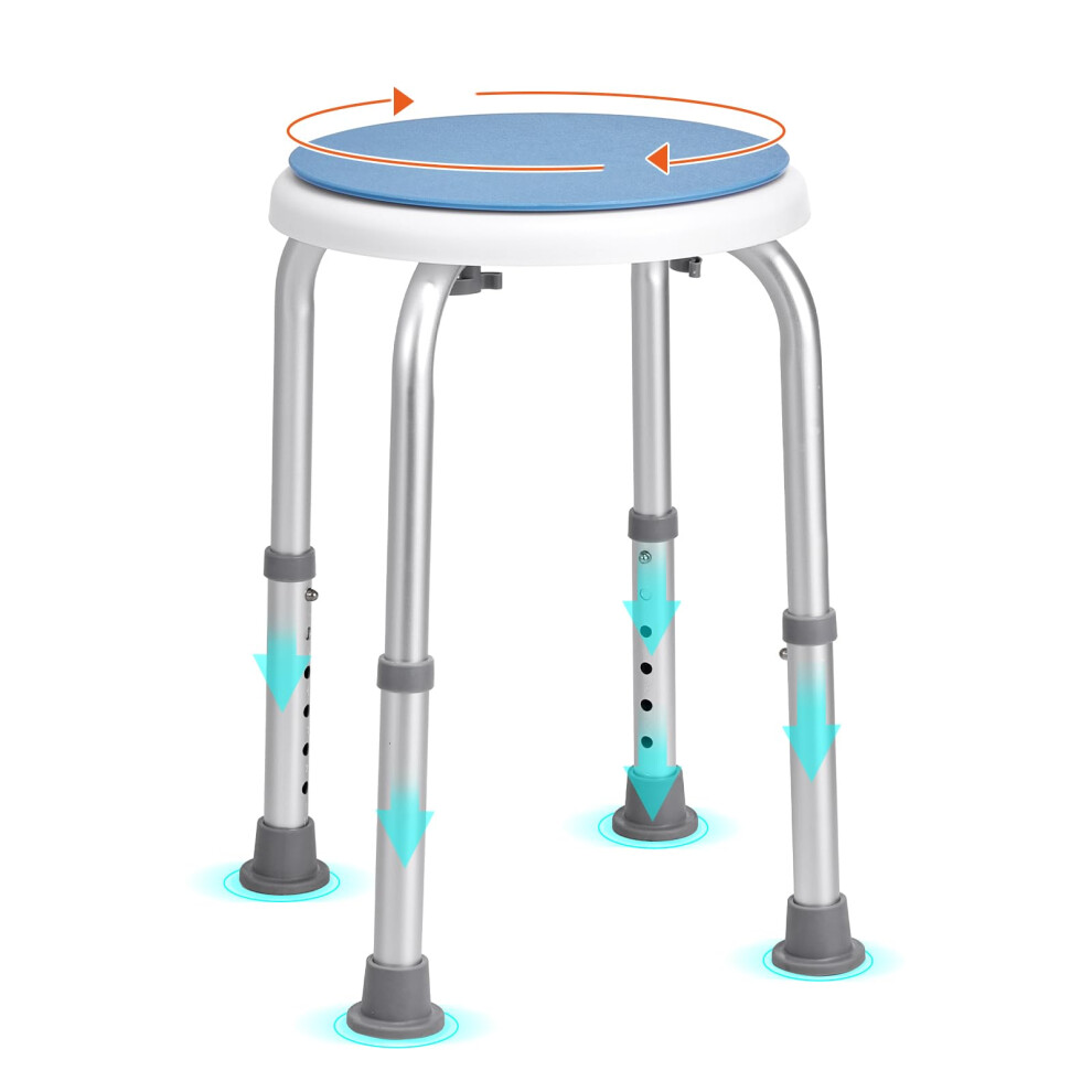 Vevor Shower Chair 360 Degree Rotating, Adjustable Height Shower Stool Seat, Bath Chair For Inside Shower Or Tub, Non-Slip Bench Bathtub Seat Stool F