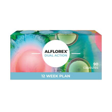 Alflorex Dual Action 12 Week Plan - Daily Gut Health Probiotics Supplement with Bifidobacterium Longum Bacteria strains 35624 and 1714 + Calcium + Vi