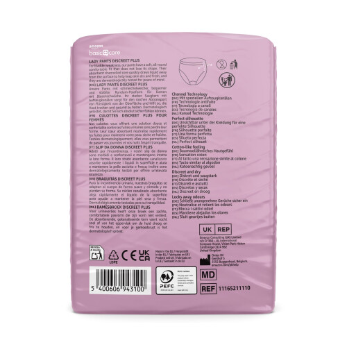 Amazon Amazon Basic Care Lady Pants Plus Medium - 40 Count (4 Packs of 10), White 1