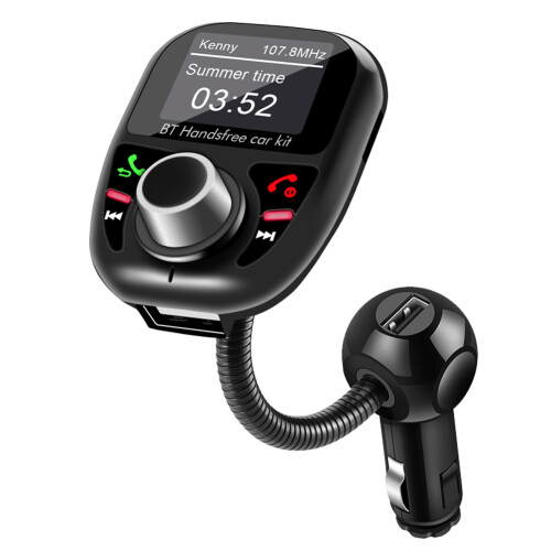FM Transmitter With Remote Control Built-In Equalizer Multiple Sound Settings 12 Volt Port Powered Dual USB Fast Charging For Android iOS Devices Supp 1