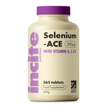 Incite Nutrition Selenium Tablets 200mcg. 12 Month Supply of Essential Mineral Supplements. Selenium Nail Supplements with Vitamins A, C and E, to Co
