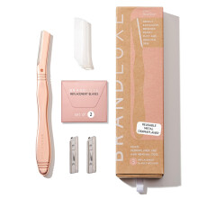 Brandluxe Dermaplaning Tool for Face, Eyebrow Shaping, Gentle Hair Removal and Exfoliation. Designed for Women, an eco-friendly design. Includes 3 Sw