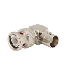 BNC-haakse adapter, 90-bocht, zet BNC-stekker (mannelijk) en BNC-aansluiting (vrouwelijk) om voor RF-connectoren voor CCTV-camera-installaties en