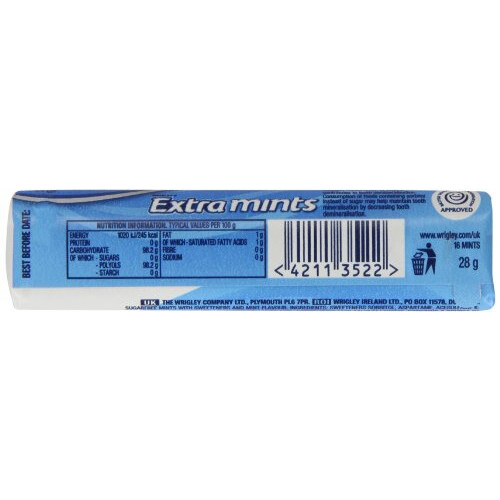 Wrigleys Extra Peppermint Sugarfree Mints (Pack of 24) 1