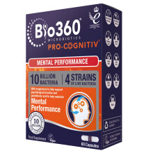 Natures Aid Bio360 Pro-Cognitiv Probiotic 10 Billion Live Bacteria CFU - Supports Brain Health and Mental Performance - High Strength - Vegan, Gluten