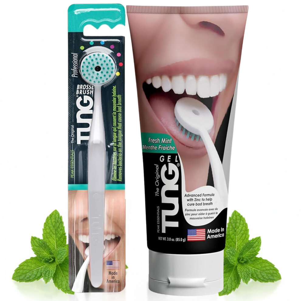 Peak Essentials The Original Tung Brush Tung Brush And Gel Tongue Cleaner Starter Pack
