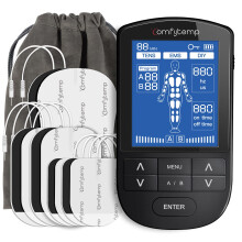 Comfytemp 3-in-1 TENS Machine for Pain Relief, Dual Channel EMS Muscle Stimulator with 24 Modes, 10 Pads Replacement, Rechargeable TENS Unit for Back