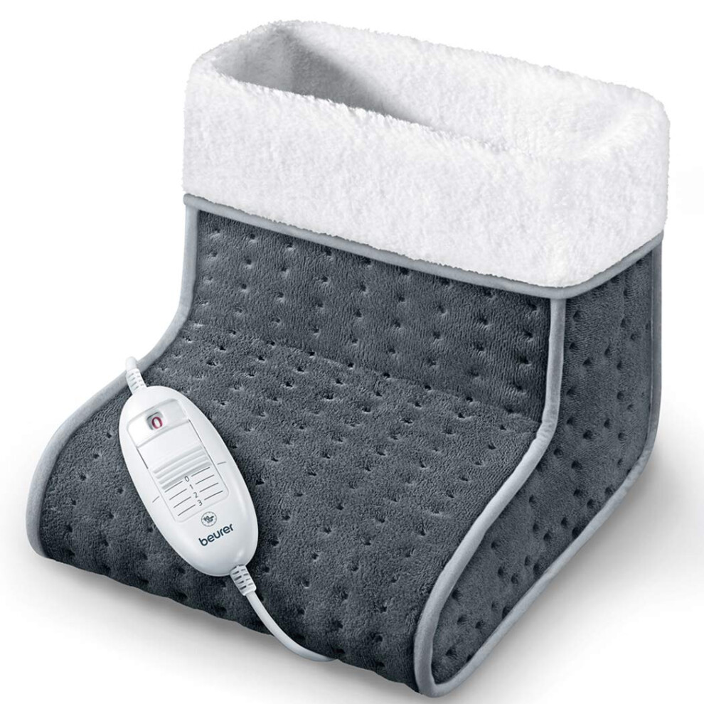 Beurer Fw20uk Cosy Foot Warmer - Grey, Electric Foot Warmer For Cold Feet, 3 Temperature Settings, Cosy Teddy Fleece Lining, Suitable Up To Shoe Size