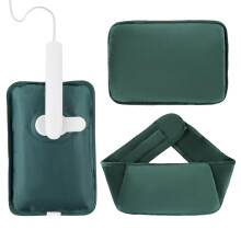 Electric Hot Water Bottle with Soft Fabric Belt and Warm Bag,Rechargeable Hot Water Bag for Shoulders,Waist,Cramps,Neck Pain Relief(Green
