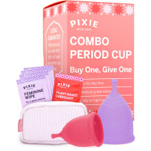 Pixie Cup 2 Soft Menstrual Cups - Ranked 1 for Most Comfortable Reusable Period Cup - Buy One We Give One - Includes Ebook Guide, Wipes, Lube, & Stor