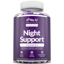 5HTP Night Support - Sleep Gummies for Adults - 90 Vegan Melatonin Alternative Gummies - Passionfruit Taste - High Strength Griffonia Simplicifolia,