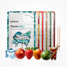 XXL Jumbo Pack pick'em flavoured toothpicks [ALL 6 FLAVOURS] - mint, peach, watermelon, strawberry, cola, mango (6 x 20 toothpicks)- flavoured toothp