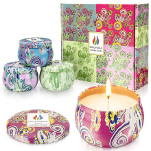 Onlywax 4 x 125 Grams Scented Candles, Soy Wax Aromatherapy Candle Gift Set for Women, Rose, Lavender, Vanilla, Lemongrass