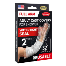 100% Waterproof Arm Cover for Shower - Tight Seal - 2pk Adult Reusable Cast Protectors - Full Arm Bag Sleeves for Wounds Care - After Surgery Plaster