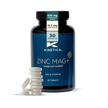 Kinetica Sport Zinc Mag + | 30 Servings, 90 Tablets | 420mg Magnesium, 16.5mg Zinc/Serve | Contains Selenium, Vitamin B6&C | Sleep Aid ZMA Supplement