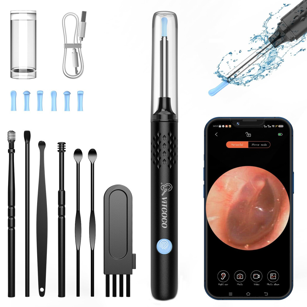 Vitcoco Ear Wax Removal 1080Hd Ear Cleaner 3.5Mm Wireless Otoscope, Ip67 Waterproof Ear Cleaning Kit For Android, Iphone, Ipad
