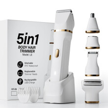 MIFXIN 5 in 1 Lady Shavers for Women, Bikini Trimmer Women Wet and Dry, Painless Electric Razor, IPX7 Waterproof Body Hair Trimmer for Body, Legs, Pr