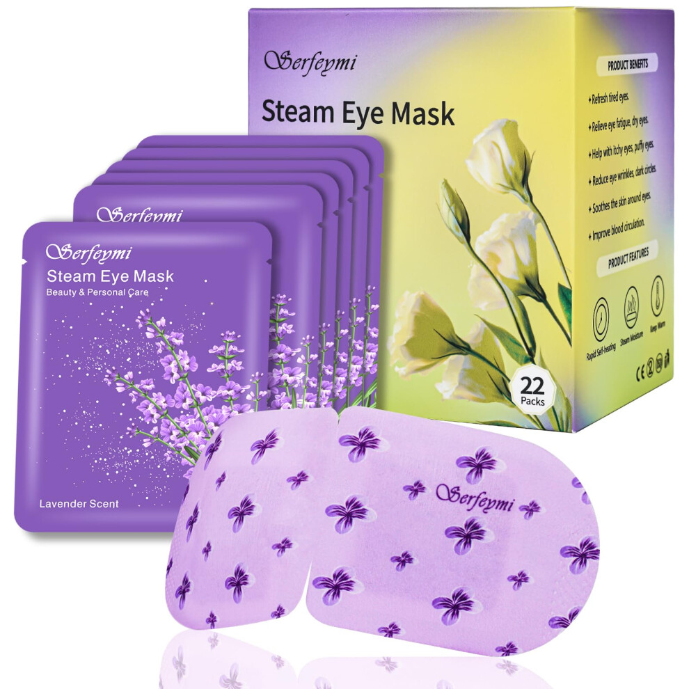 Serfeymi Steam Eye Mask 22 Pcs- Self Heating Eye Mask, Warming Eye Mask, Heated Eye Mask For Puffy Eyes, Dry Eyes, Moist Hot Warm Eye Compress, Dispo