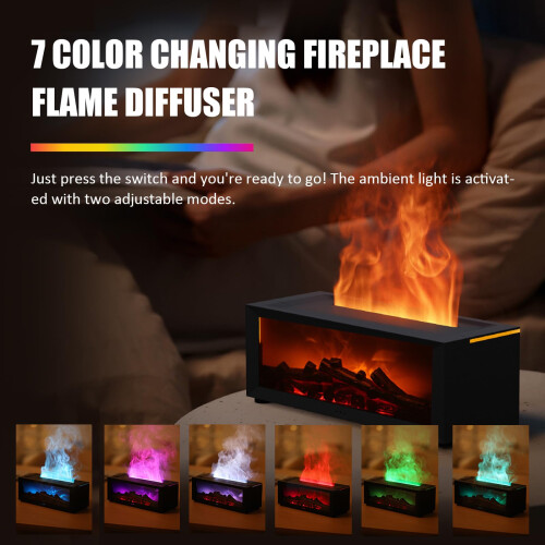 Fireplace Diffuser, Upgrade 7 Colours Flame Diffuser, 150ml Essential Oil Diffusers with Timer and Waterless Auto Off for Home Room Office 1