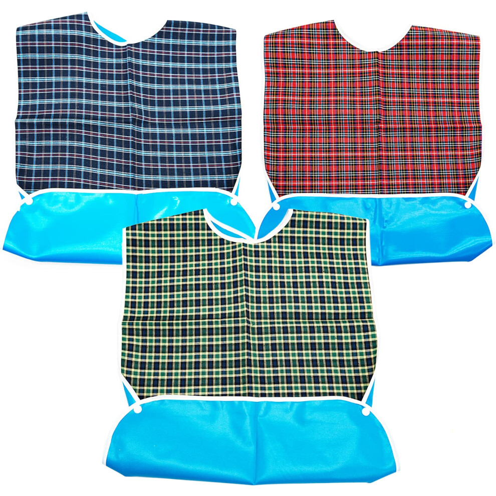 Szxmdkh Red/Green/Blue Adult Bibs, Adult The Eldly Bib Adult Washable Dining Bibs For Elderly, 3 Pack,,,