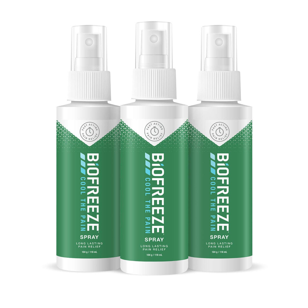 Biofreeze Pain Relief Spray, 118Ml X 3, Cooling Spray, Cyrotherapy, Muscle Pain, Joint Pain, Arthritis Pain Relief, Longer Lasting, Soothing Effect,