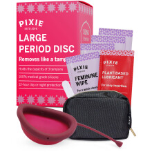 Pixie Menstrual Disc - No Metals or Toxins - 100% Medical-Grade Silicone - Ranked 1 for Most Soft Reusable Period Disc - Removes Like a Tampon - Wear