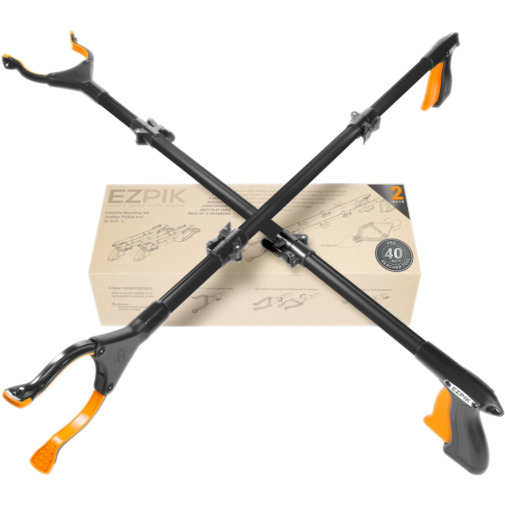 Ezpik 40" Flexible Grabber Pickup Gadgets For Disabled People - Trash & Rubbish Picker Gripper Foldable Litter Grabbers For Adults Pick Up Tool - Lit