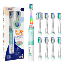 Seago Kids Electric Toothbrush 3-12, Childrens Battery Toothbrush with Colorful Lights, 2 Mins Timer, 8 Brush Heads, 4 Modes, for Junior, Boys and Gi