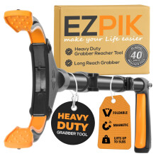 EZPIK 40"~100 cm Extra Long Litter Picker-Grabber - Heavy-Duty Rubbish Picker Grabber Stick - Extra Long Grabber Tool with Rotating Head - Foldable