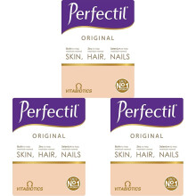 Perfectil Original Beauty Supplement for Hair Skin and Nails, One-A-Day Formula, 90 Unflavoured Tablets, 90-Day Supply, by Vitabiotics (Pack of 3)