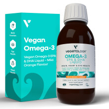Vegetology Vegan Omega 3 Liquid, from Microalgae, 800mg of EPA DHA, with Vitamin D3, Supports Heart, Brain, and Eye Health, Natural Fish Oil Alternat