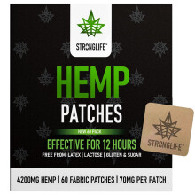 Stronglife Hemp Patches - 60 Hemp Oil Patches - 70mg per Patch with Total of 4200mg -12 Hour Transdermal Adhesive Discreet Patches UK - Hemp Cream To