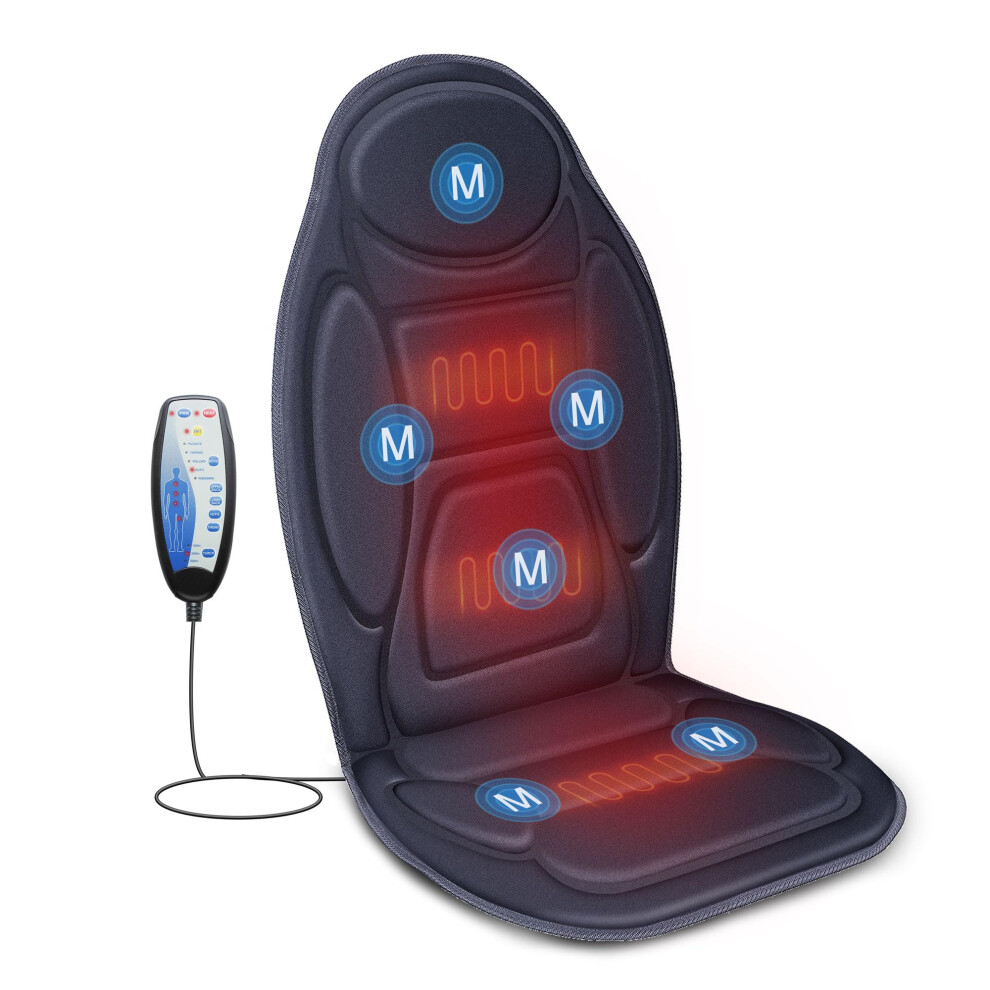 Snailax Grey Back Massage With Heat, Vibration Massage Chair With Heat For Home Office Use, 6 Vibration Massage Nodes & 2 Heat Levels,