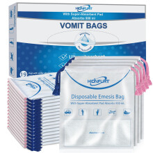 HIONFURT Absorbent Sick Bags 26 Pack-Turns Vomit into Gel,Leak Resistant Vomit Bags,900ml Portable Sick Bag for Motion Sickness,Air & Car Travel-Grea