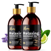 Missy Premium Relaxing Massage Oil Twin Pack (500ml Total) - Indulgent Calming Formula, Featuring Lavender, Chamomile, Ylang Ylang & Bergamot, Fortif