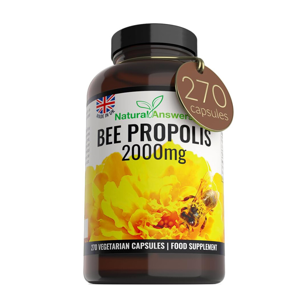 Natural Answers Pure Bee Propolis 2000Mg Â 270 Capsules 135 Servings - 100% Suitable For Vegetarians Bees Propoli