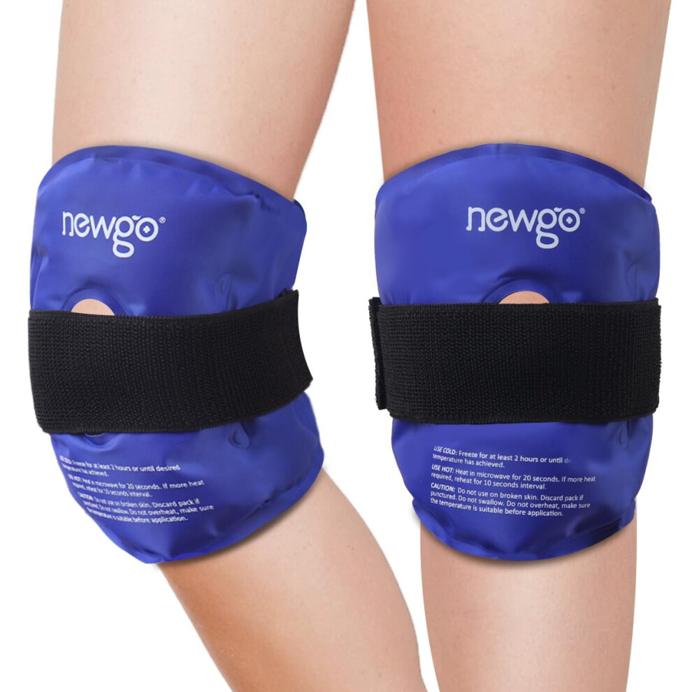 Newgo Knee Ice Pack Wrap - Reusable Gel Ice Wrap For Leg Injuries, Hot Cold Pack For Post Knee Surgery, Joint Pain, Arthritis, Injuries, Swelling, Me