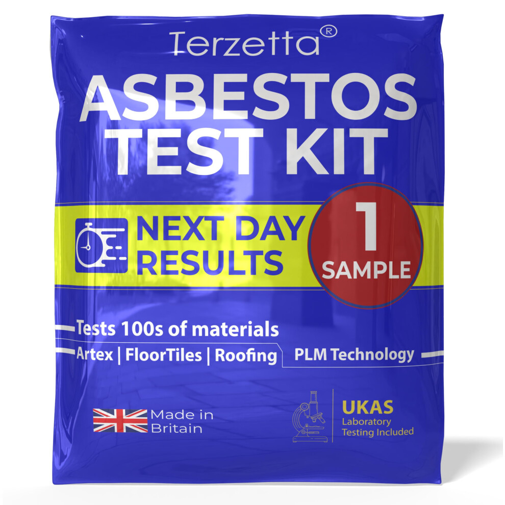 Terzetta Asbestos Test Kit (1 Sample Only), Fast Next Day Results Asbestos Testing Kit For Uk Diy Home With Ukas Lab Fee, Easy Instructions, Return Postage, A