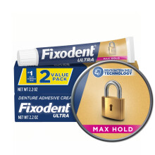 Fixodent Ultra Max Hold Denture Adhesive, 2.2 Ounce, Pack of 2