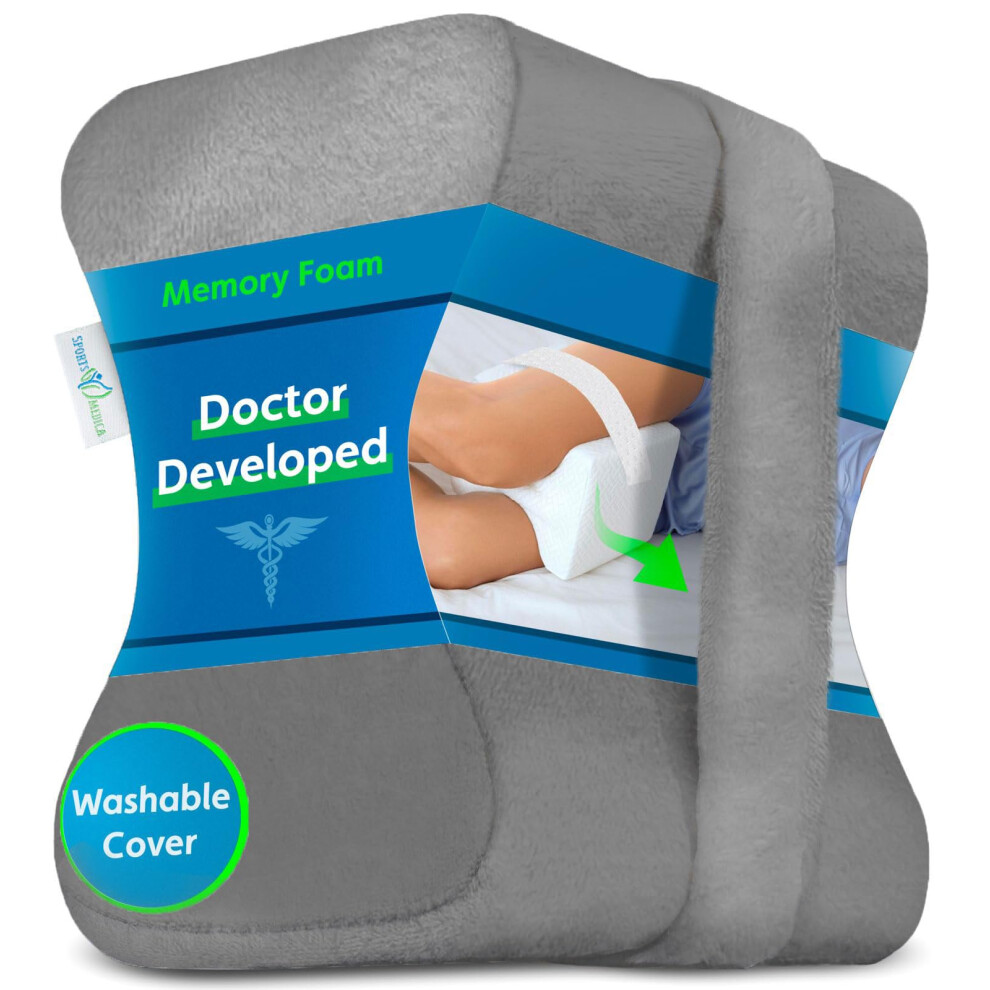 Sports Medica Knee Pillow - Washable Cover Memory Foam Leg Pillow For Sleeping On Side - Doctor Developed Ehandbook - Sleeping On Back - Hip Support
