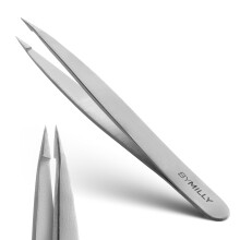 By MILLY Pointed Tweezers - Hammer Forged 100% German Steel, Point-Tip Precision Tweezers for Ingrown Hair, Eyebrows, Facial Hair, Splinters, Glass R