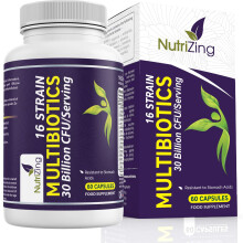 NutriZing Bio Cultures Complex Probiotics for Gut Health - High Strength 30 Billion CFU with 16 Bacterial Cultures - Vegan Gut Health Supplements - P