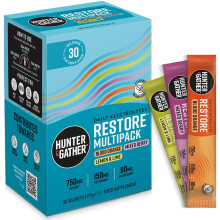 Hunter & Gather Restore Electrolytes Sachets x 30 I No Added Sugar or Artificial Sweeteners I 100% Natural Hydration I Optimal Mineral Ratio with Pin