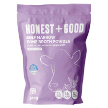 Honest + Good Beef Marrow Bone Broth Powder, 300g | High Protein | 6,500mg Type I & III Collagen & Amino Acids for Hair, Skin, Joint & Gut Health | G