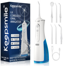 Keepsmile Water Flossers for Teeth Cordless,Portable Oral Irrigator 4 Modes,IPX7 Waterproof,300ML 6 Jet Tips USB Rechargeable Teeth Water Jet Cleaner